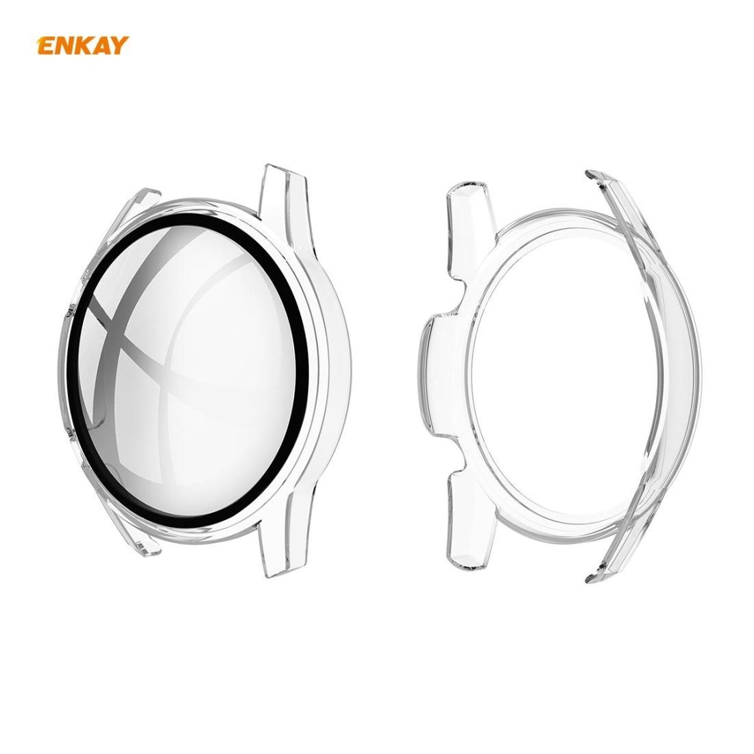 For Huawei Watch GT 2 46mm ENKAY Hat-Prince ENK-AC8202 Full Coverage PC Frosted Case + 9H Tempered Glass Protector (Transparent)