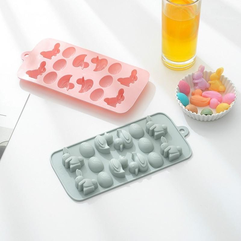 6 PCS Duckling Egg Silicone Chocolate Ice Tray Fondant Mould Cartoon Shape Pudding Baking Mould (Pink)