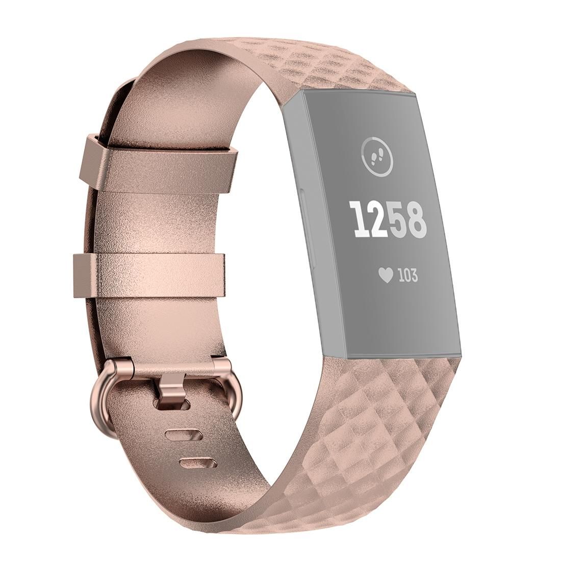 Color Buckle TPU Wrist Strap Watch Band for Fitbit Charge 4 / Charge 3 / Charge 3 SE, Size: L (Rose Gold)