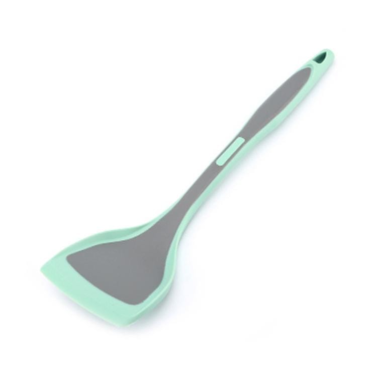 Full Silicone Two-color High Temperature Resistant Anti-scalding Handle Nylon Spatula Cooking Spatula (Blue)