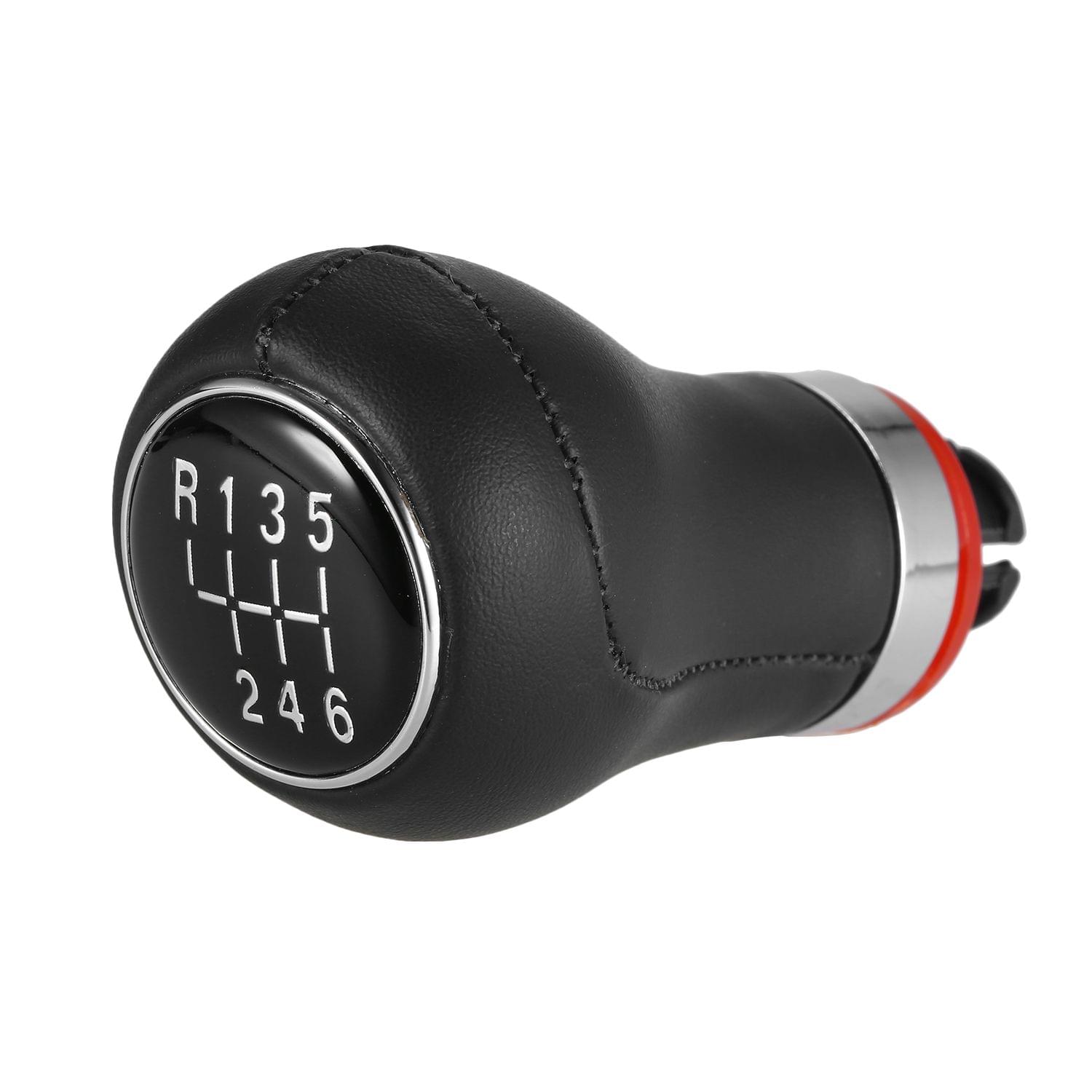 6 Speed Car Gear Shift Knob Manual 12mm Black PU Leather Fit