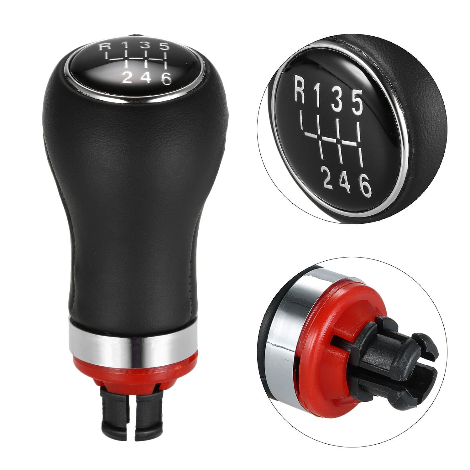 6 Speed Car Gear Shift Knob Manual 12mm Black PU Leather Fit