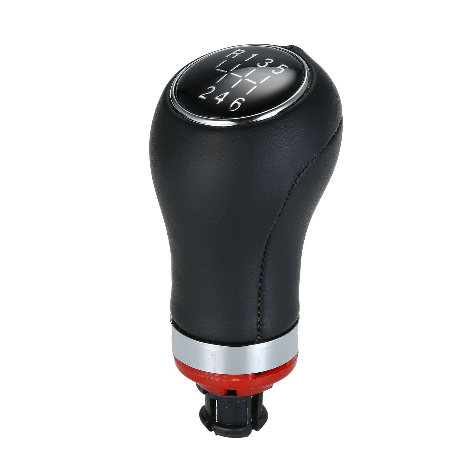 6 Speed Car Gear Shift Knob Manual 12mm Black PU Leather Fit