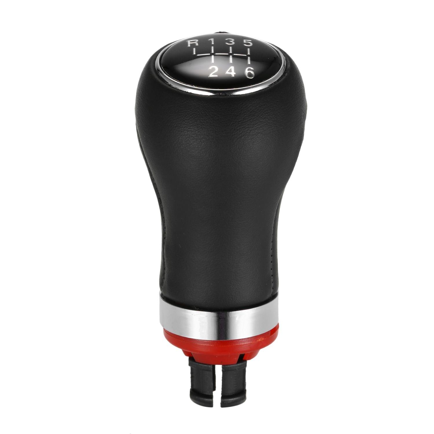 6 Speed Car Gear Shift Knob Manual 12mm Black PU Leather Fit