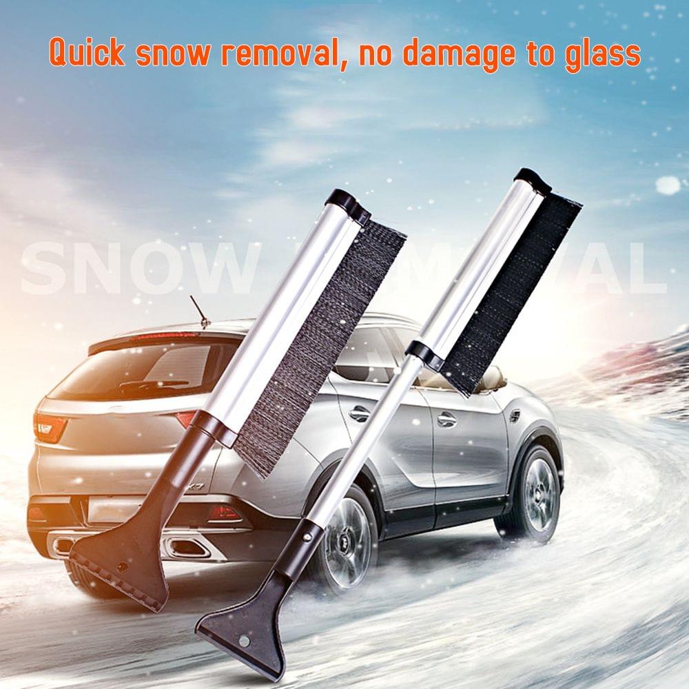 Car Snow Brush with Integrated Ice Scraper and Squeegee Head