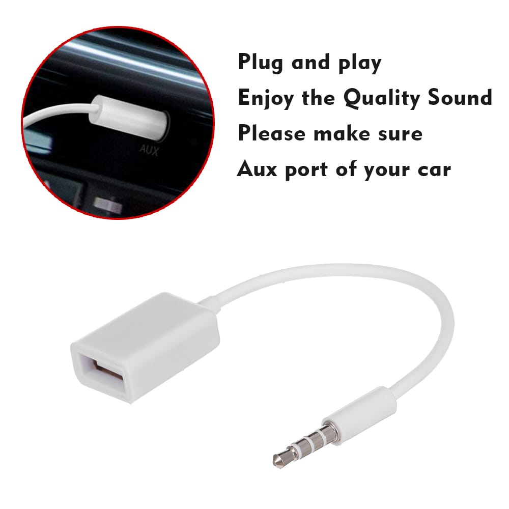 USB Aux Audio Cable Adapter 3.5mm Male Jack Plug to 2.0