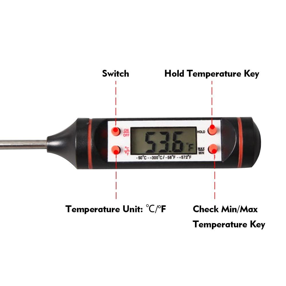 Probe Thermometer 5 Seconds Instant Read LCD Digital Display