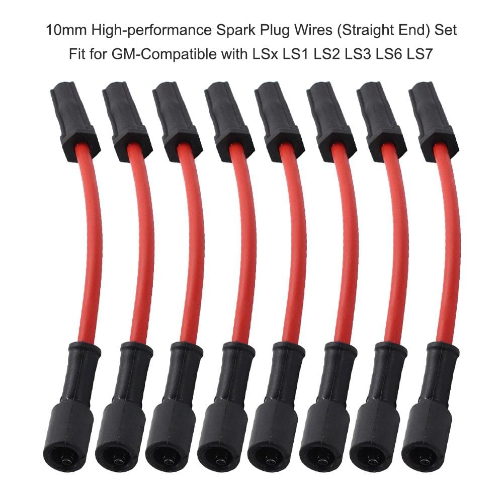 10mm High-performance Spark Plug Wires(Straight End) Set Fit