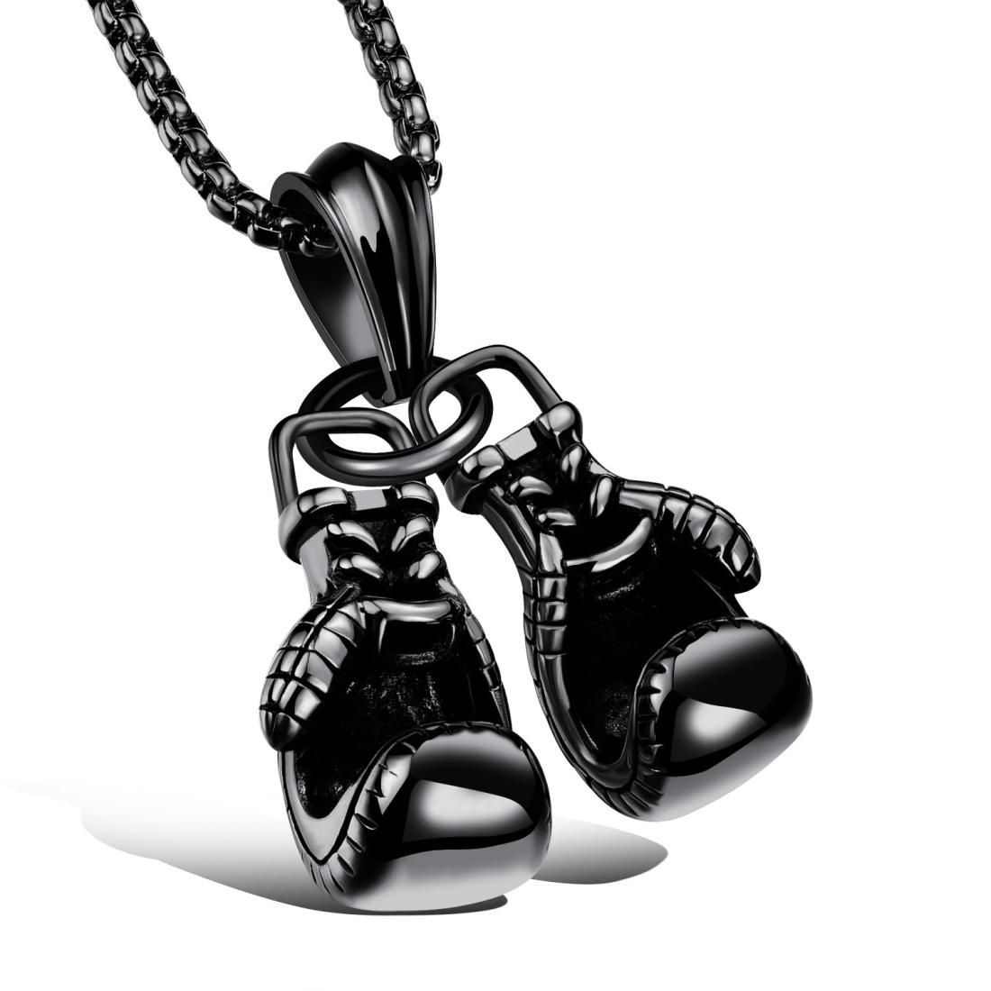 OPK Double Gloves Titanium Steel Necklace Pendant without Chain (Steel Color)