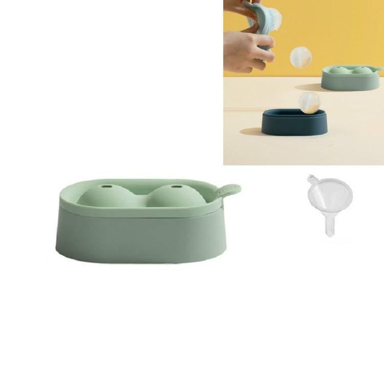 Ice Ball Mold Food Grade Silicone Ice Grid Double Ball Ice Making Mold (Green)
