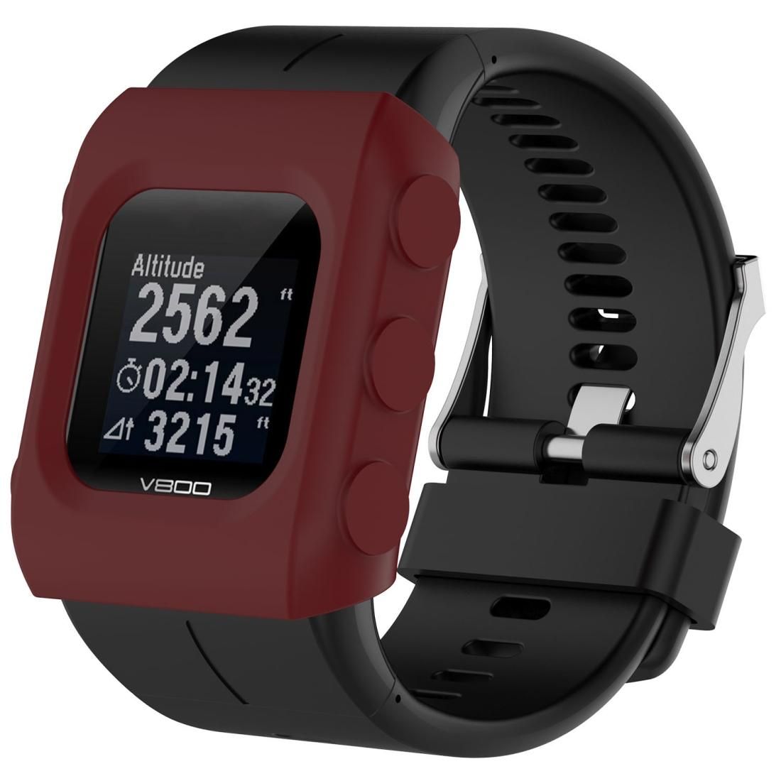 Solid Color Silicone Watch Protective Case for POLAR V800 (Wine Red)