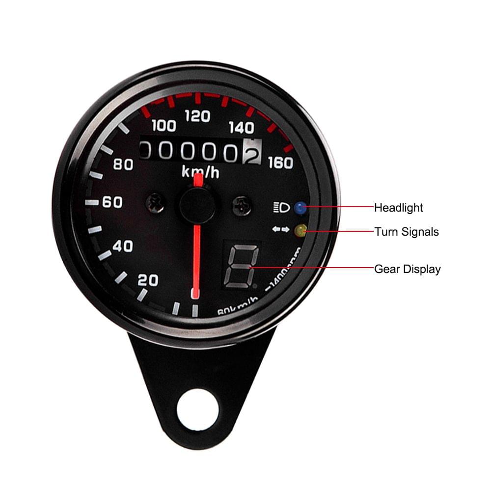 12V Universal Motorcycle Speedometer Tachometer Gauge w/ LED