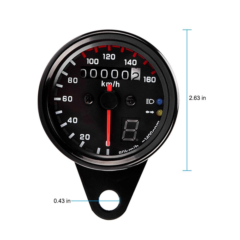 12V Universal Motorcycle Speedometer Tachometer Gauge w/ LED