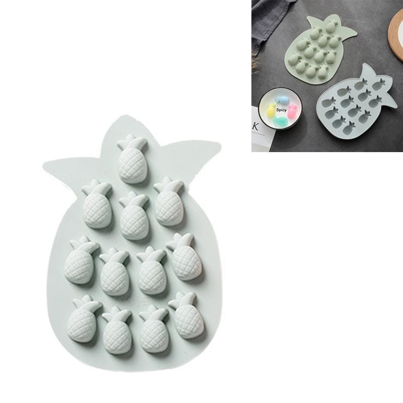 6 PCS Creative Fruit Silicone Pineapple Ice Tray DIY Baking Chocolate Jelly Mold Handmade Soap Mold (Blue)