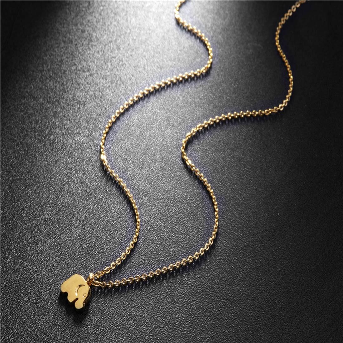 Women Fashion Jewelry Elephant Pendant Titanium Steel Chain Necklace, Chain Length: 45cm (Gold)