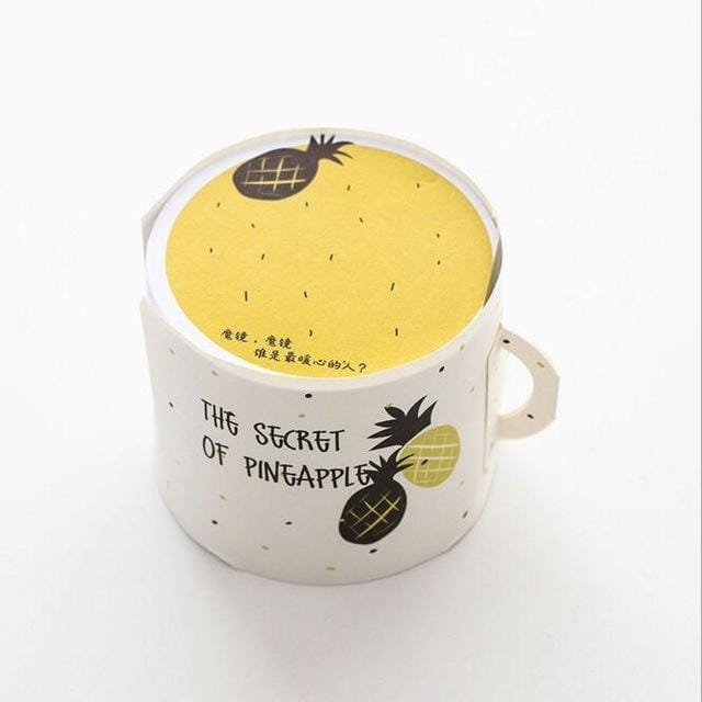 400 Sheets Creative Cute Fruit Cup Shaped Memo Pads Message Note Paper Message Sticky Note (Pineapple)