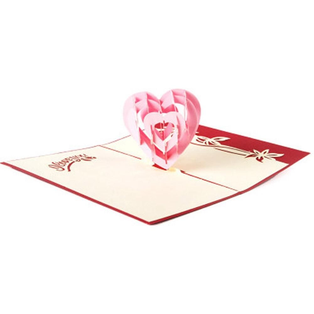Birthday Greeting Postcards Gift Cards Heart Blank Vintage Marriage Love Letters Messages Paper, Size: 10x15cm (Pink)