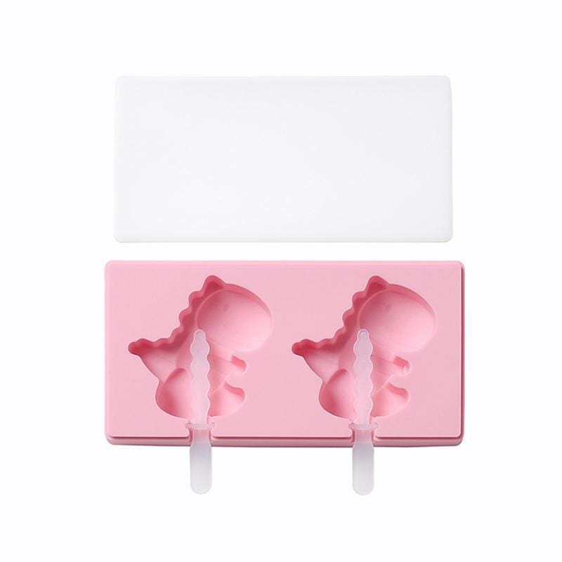3 PCS Homemade Handmade DIY Cartoon Fruit with Lid Silicone Ice Cream Mold Making Ice Tray, Style:Ancient Cute Beast (Pink)