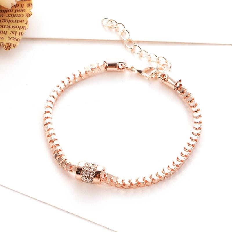 Neutral Rose Gold Jewelry Simple Fashion Accessories Boutique Zircon Diamond Bracelet (Rose Gold)