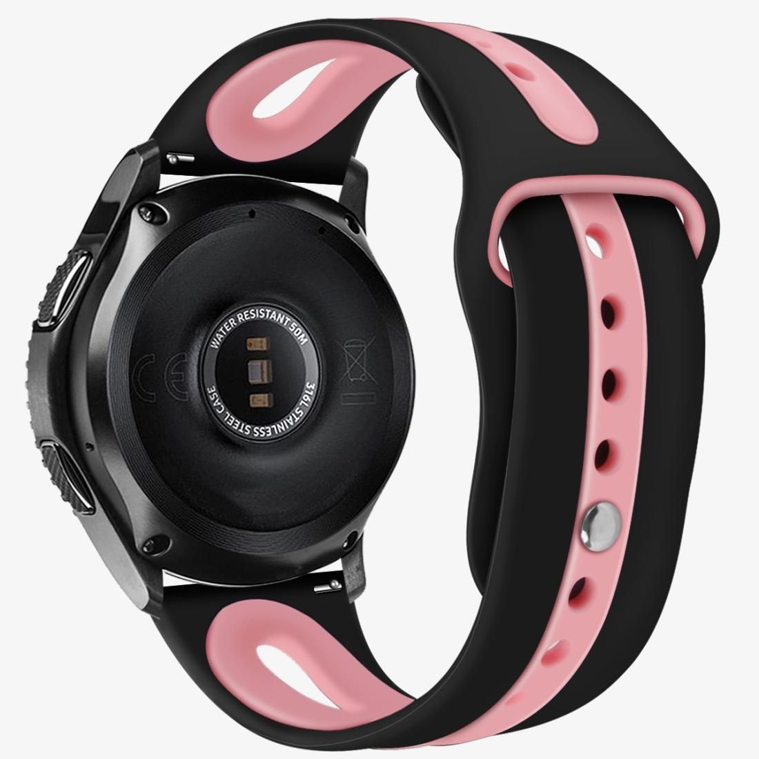 For Samsung Galaxy watch 46mm Two-tone Silicone Open Strap, Style: Type B (Black Pink)