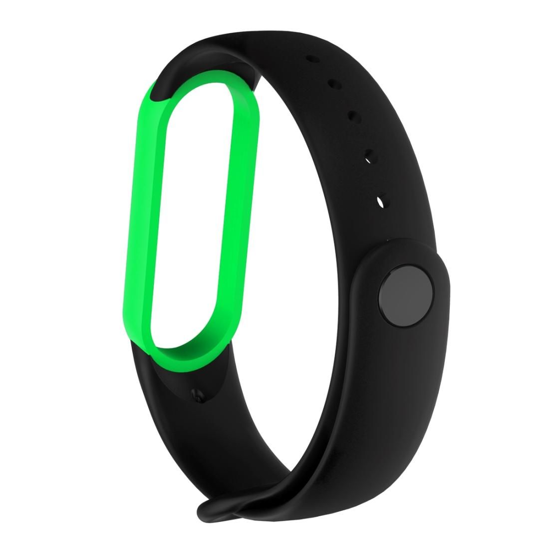 For Xiaomi Mi Band 5 Silicone Replacement Strap Watchband (Black Green)