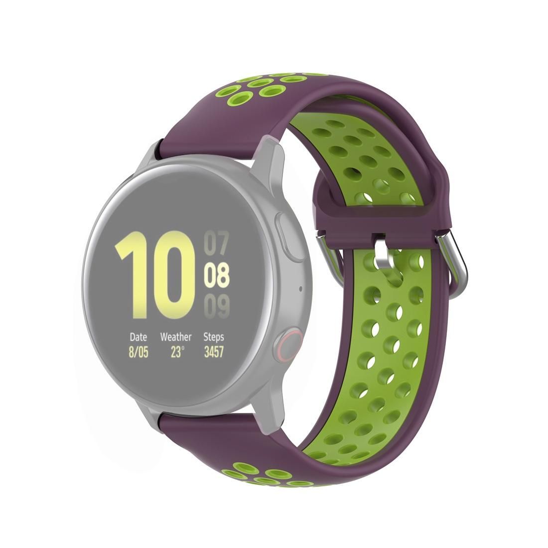 For Galaxy Watch Active2 / Active 20mm Clasp Two Color Sport Wrist Strap Watchband (Purple + Green)