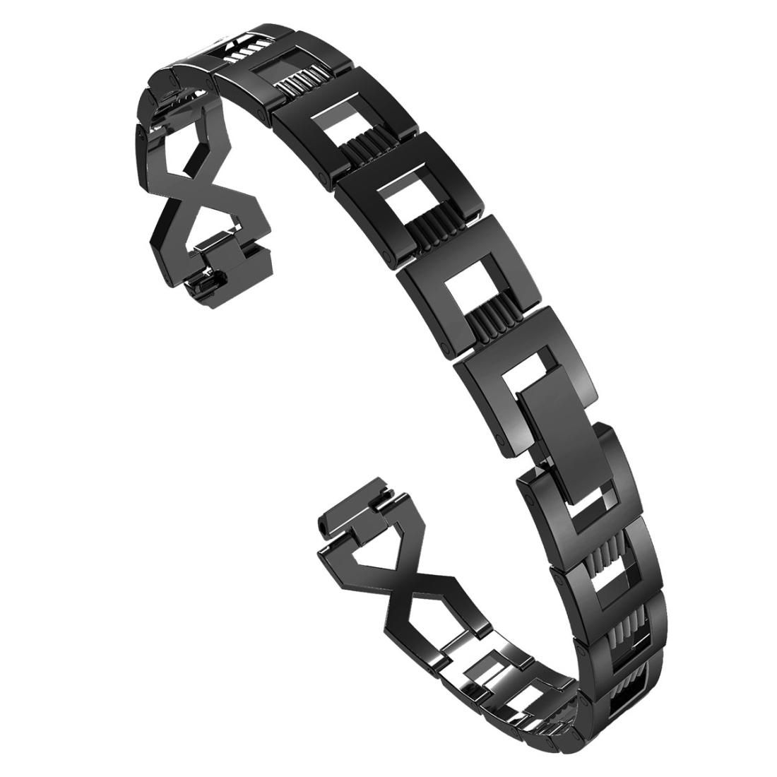 For Fitbit Inspire / Inspire HR Metal Cross Chain A Type Replacement Wrist Strap Watchband (Black)