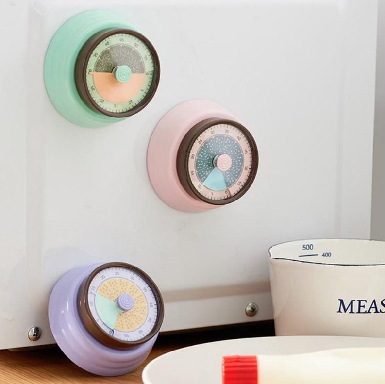 Kitchen Magnet Mechanical Timer Alarm Clock Countdown (Light Purple)