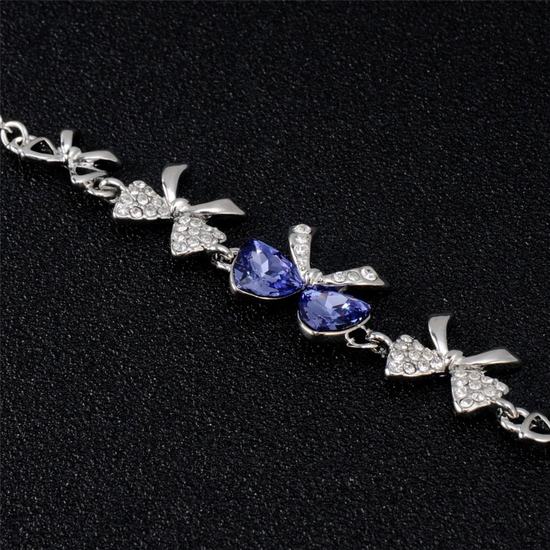 Fashion Bowknot Style Crystal Bracelet for Female, Chain Length: 20cm