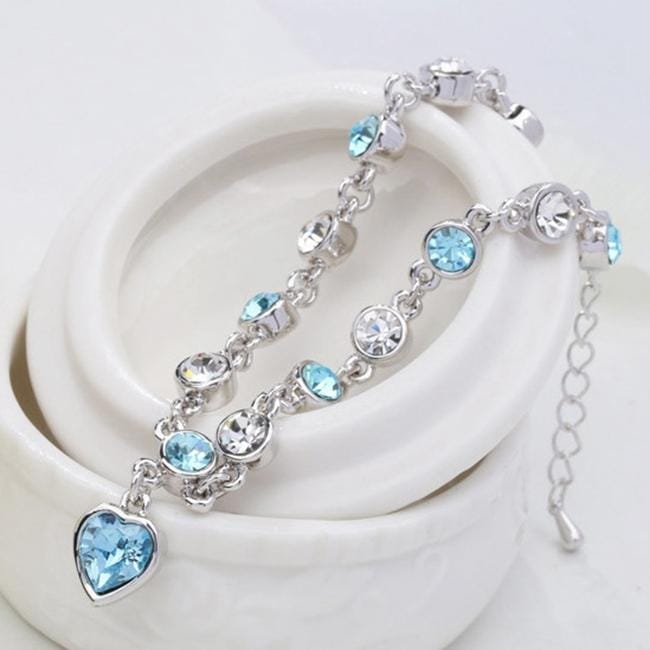 Fashion 12 Constellation Crystal Bracelets Gold-plated Anti-allergy Bracelet Jewelry (Baby Blue)