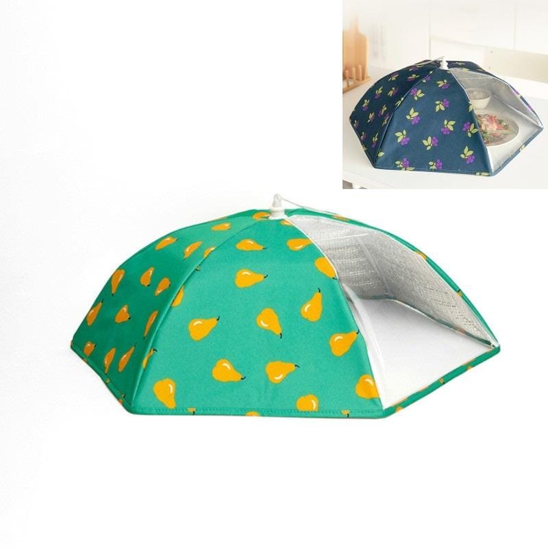 Fruit Pattern Cartoon Folding Meal Cover Thick Aluminum Foil Meal Dust Insulation Cover (Blue Green)