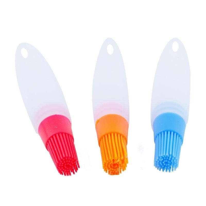 6 PCS Thickened High Temperature Resistant Oil Control Silicone Brush With Oil Pot Baking Barbecue Brush Utensils Random Color Delivery