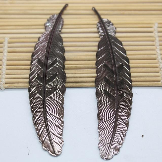 10 PCS Feather Leaf Metal Bookmark Children Student Gift Stationery School Office Supplies (Gun Black)