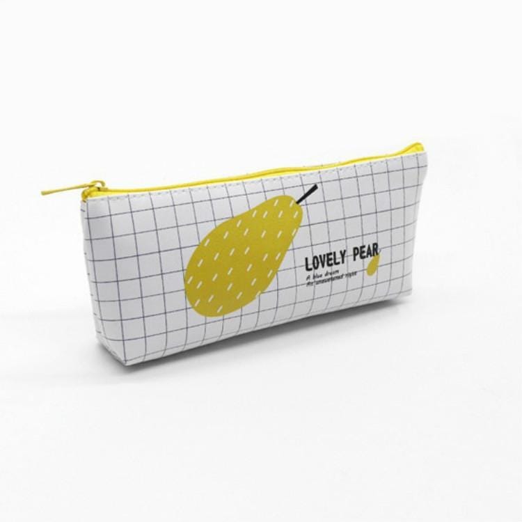PU Leather Pencil Case Fruit Pencil BagGirls Office Supplies (Pear)