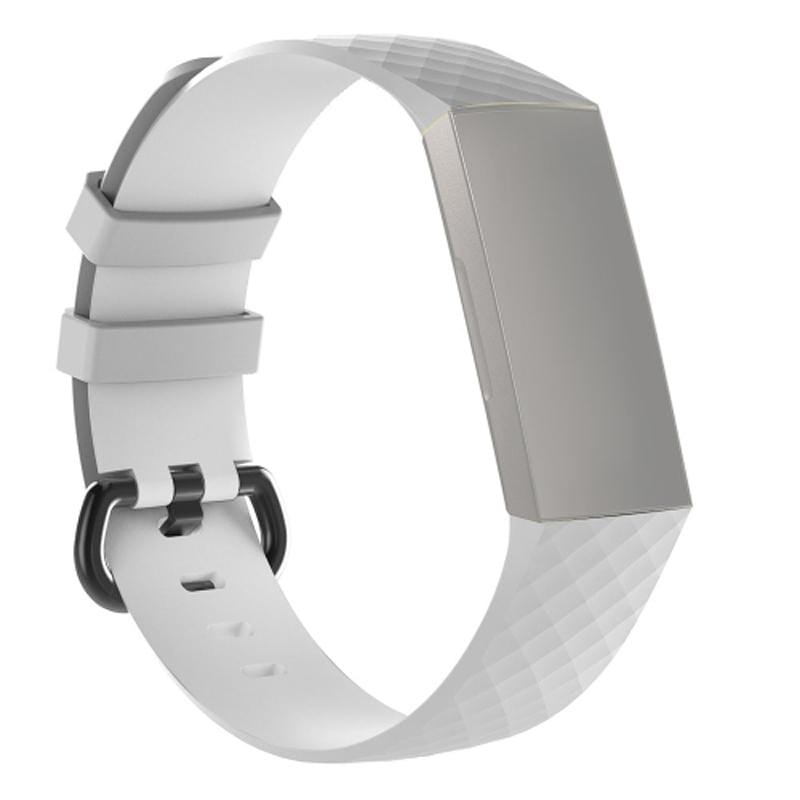 Diamond Pattern Silicone Wrist Strap Watch Band for Fitbit Charge 3 Small Size?190*18mm (White)