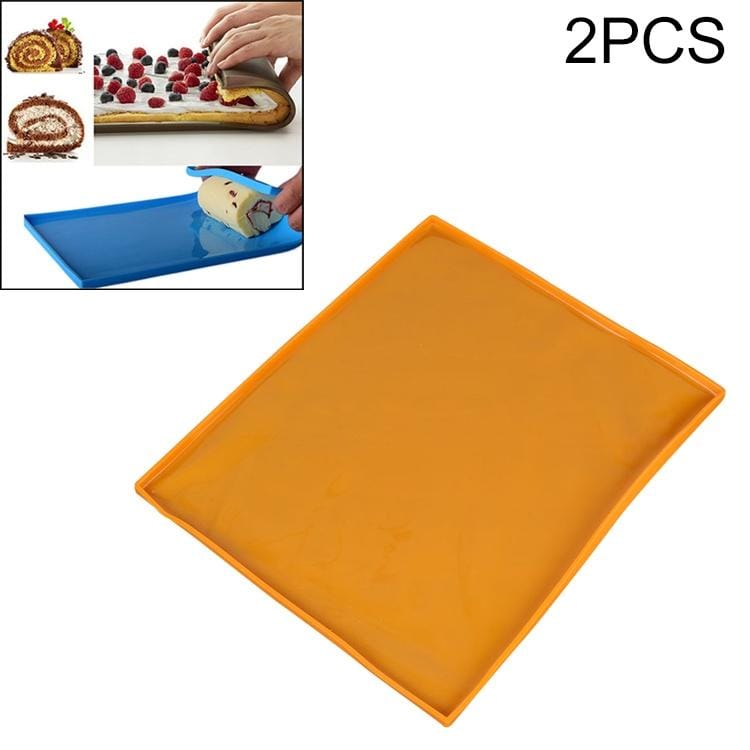 2 PCS Non-stick Cake Pad Swiss Roll Pad Baking Tools For Cakes Silicone Mat (Orange)