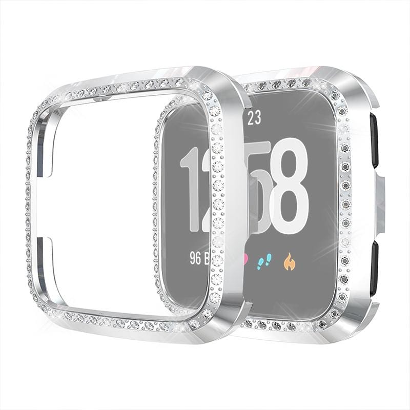 For Fitbit Versa / Versa Lite Universal Smart Watch PC Diamond Protective Case (Silver)