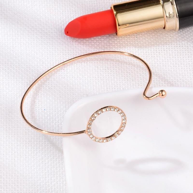 4 PCS/Set Arrow Multilayer Open Adjustable Round Crystal Bracelet Set for Women (gold)