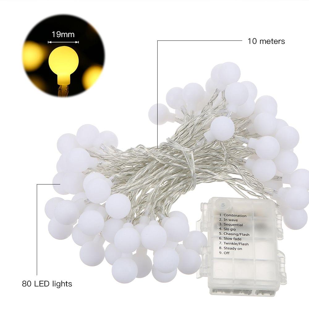 Tomshine String Light 0.6W 10M/32.8Ft 80LEDs Battery Powered