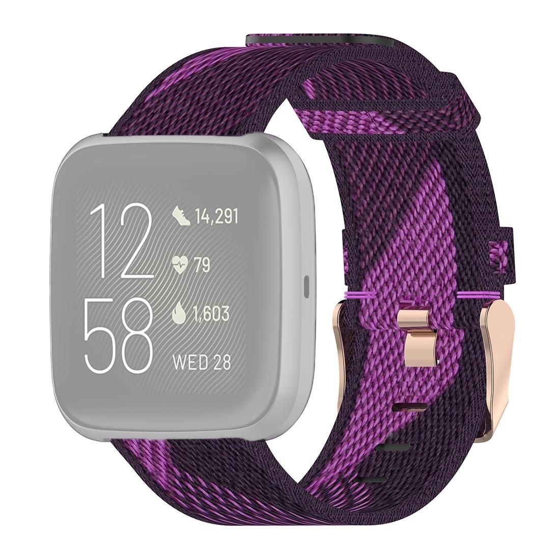 23mm Stripe Weave Nylon Wrist Strap Watch Band for Fitbit Versa 2, Fitbit Versa, Fitbit Versa Lite, Fitbit Blaze (Purple)