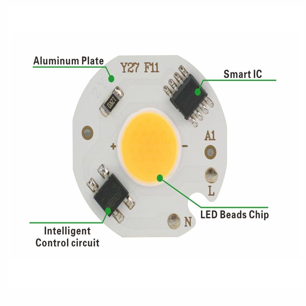 L-ED White 10W COB Chip Lamp 220V IC Smart No Need Driver - 10W