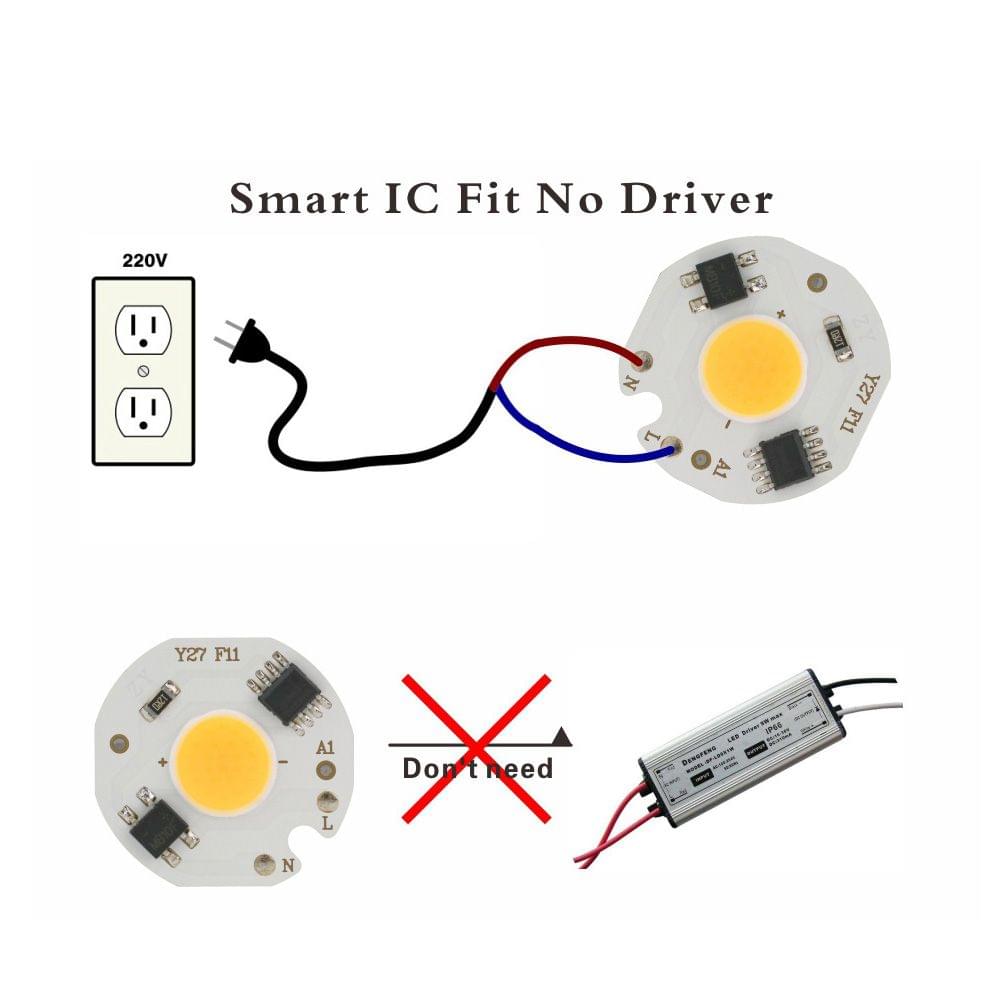 L-ED White 10W COB Chip Lamp 220V IC Smart No Need Driver - 10W