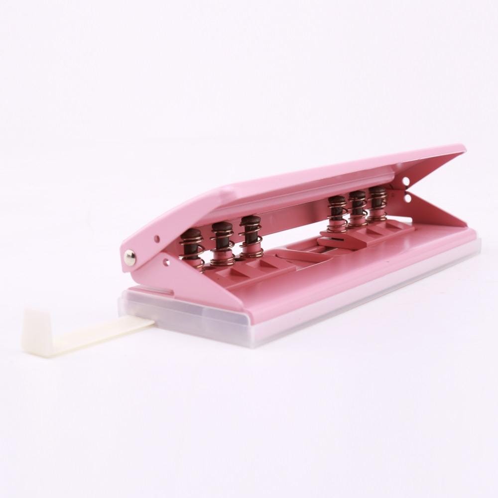 Adjustable 6-Hole Tabletop Puncher 6-Ring Binder for A4 / A5 / A6 / B7 Paper