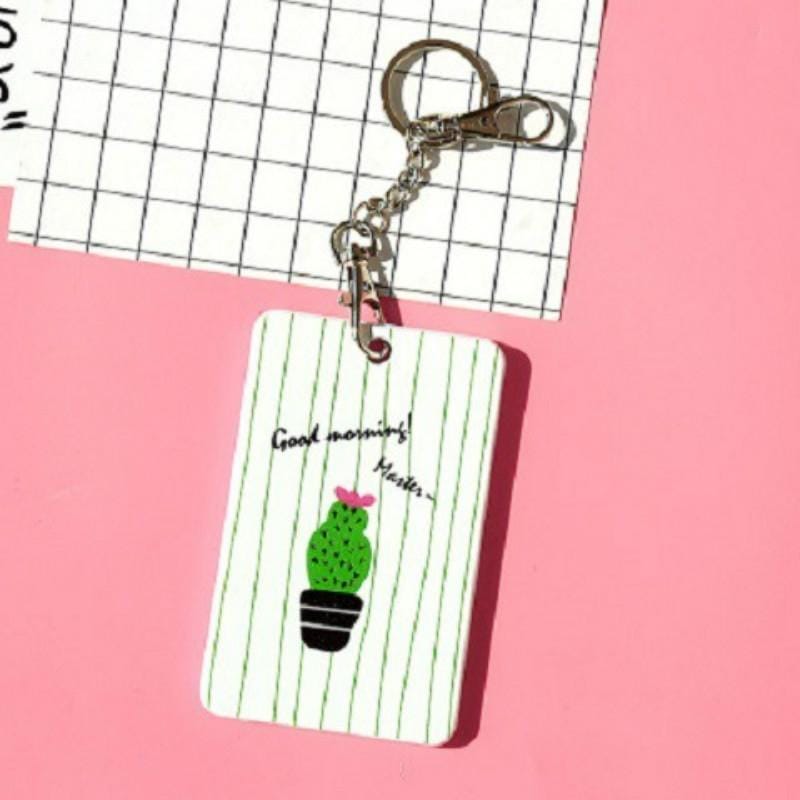 2 PCS Cute Cartoon Document Set Key Chain Bus Meal Card Protective Cover ID Card Set (Cat D)