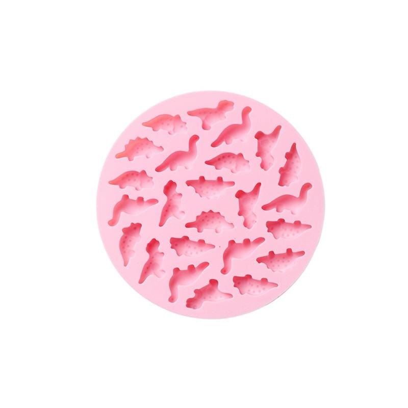 10 PCS Round Cartoon Soft Candy Jelly Steamable Silicone Mold Ice Cream Chocolate Dripping Mold, Style:Dinosaur World (Pink)