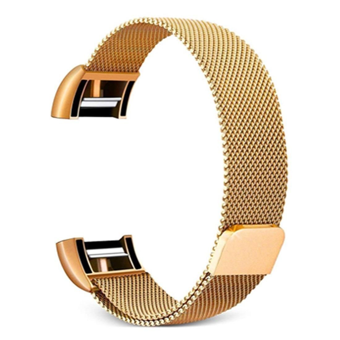 Smart Watch Stainless Steel Wrist Strap Watchband for FITBIT Charge 2, Size: S (Gold)