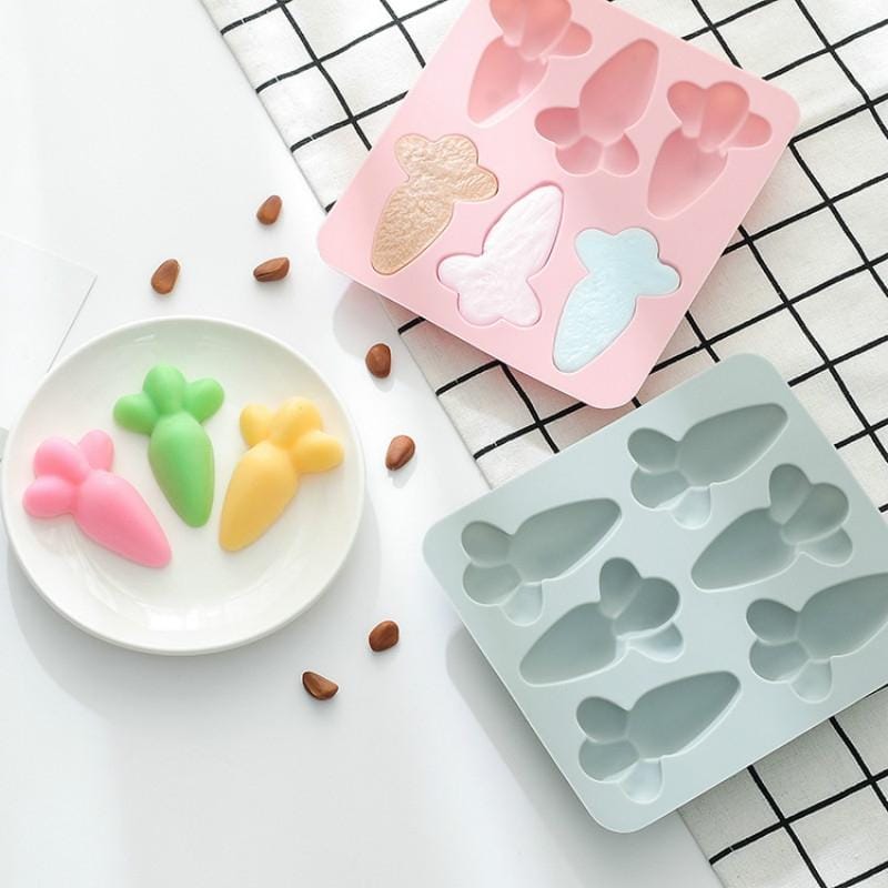 6 PCS Carrot Silicone Cake Chocolate Baking Mold Handmade Soap Ice Cube Pudding Moldg Mold (Blue)