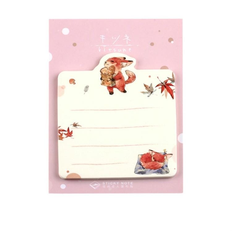 2 PCS Cute Cartoon Animal Note Notepad Diary Self-adhesive Glue Memo Post-it (Wrestling Fox)