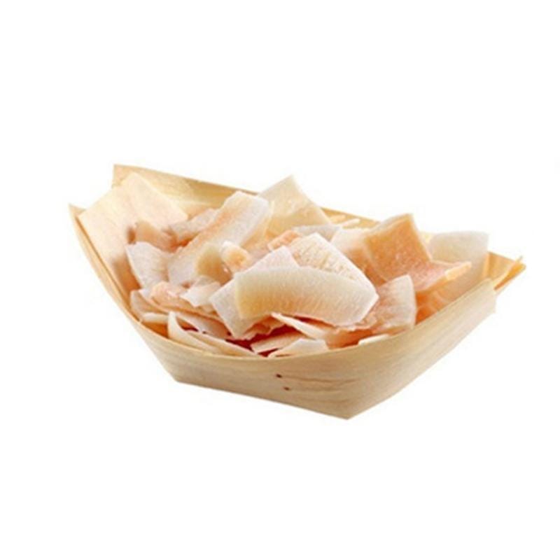 50 PCS / Set 14x8x2 cm  Disposable Wooden Kayak Meal Box Pastry Box Dessert Box