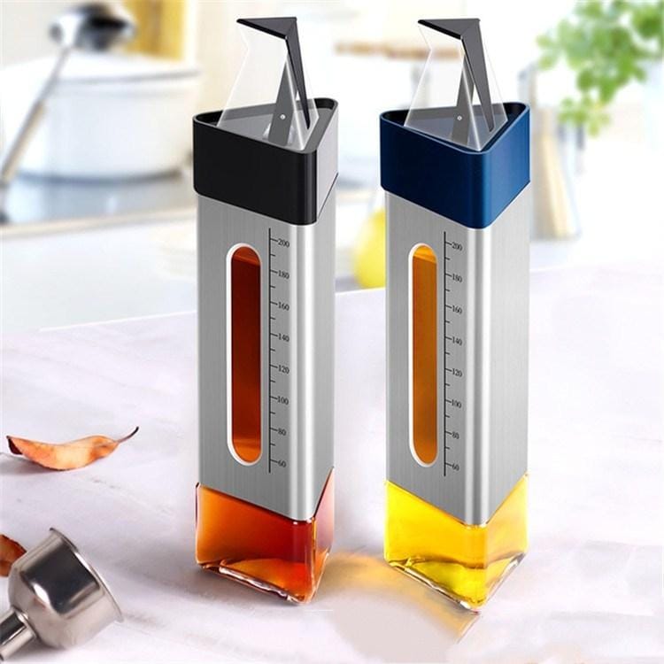 3 PCS Kitchenware Triangle Stainless Steel Oil Can Soy Sauce Bottle Seasoning Bottle (Blue)